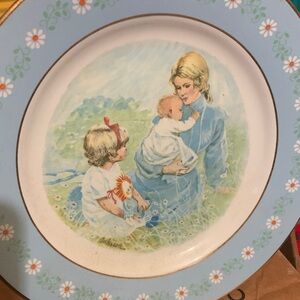 Charming Avon Tenderness Commemorative Blue Family Scene Decorative Plate